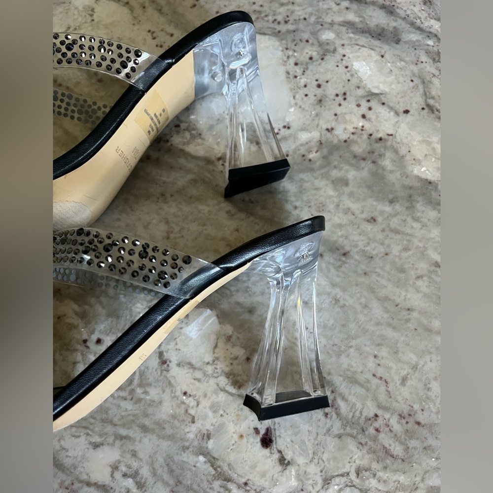 Mark Fisher Anlita Lucite Elegant Black-Embellished Women's Heels - Picture 8 of 11